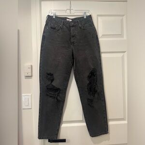 Forever 21, faded black, ripped knee, straight leg jeans, size 27